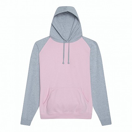 Contrast Hoodie: Baby Pink/Heather Grey