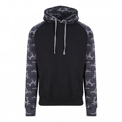 Contrast Hoodie: Black Camo
