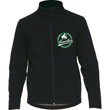 Rowdies Softshell Jas: Zwart, Rond logo