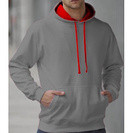 Hooded Sweater 2 Color: Grey/Red