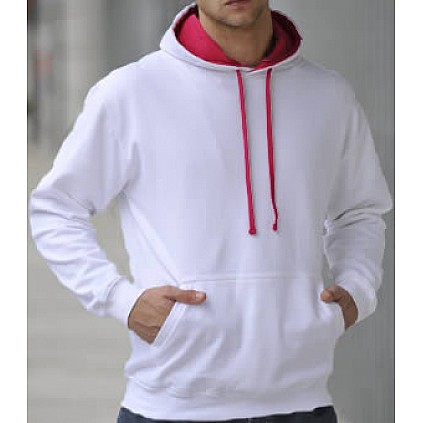 Capuchon Sweater 2 Kleuren: Wit/Hot Pink