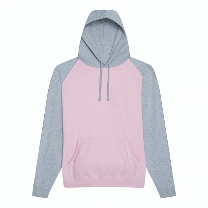 Contrast Hoodie: Baby Pink/Heather Grey