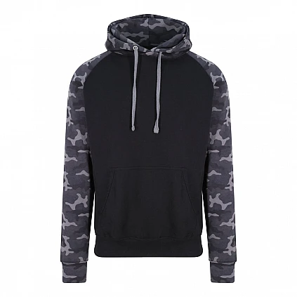 Contrast Hoodie: Black Camo