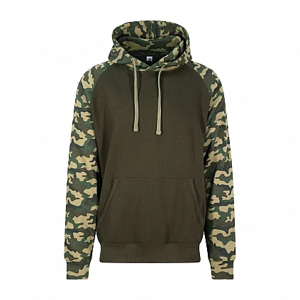 Contrast Hoodie: Green Camo