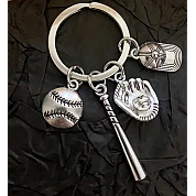 Portachiavi Argento: Guanto, mazza, palla, cappellino