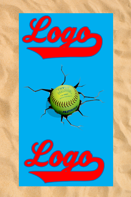 Asciugamano da spiaggia Club All-Over: Cracked Softball