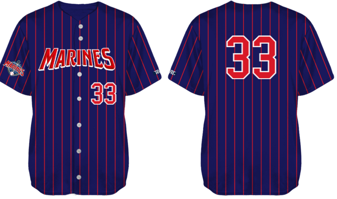 Maglia Hamburg Marines,Pinstripe maglia con retro piatto: Navy