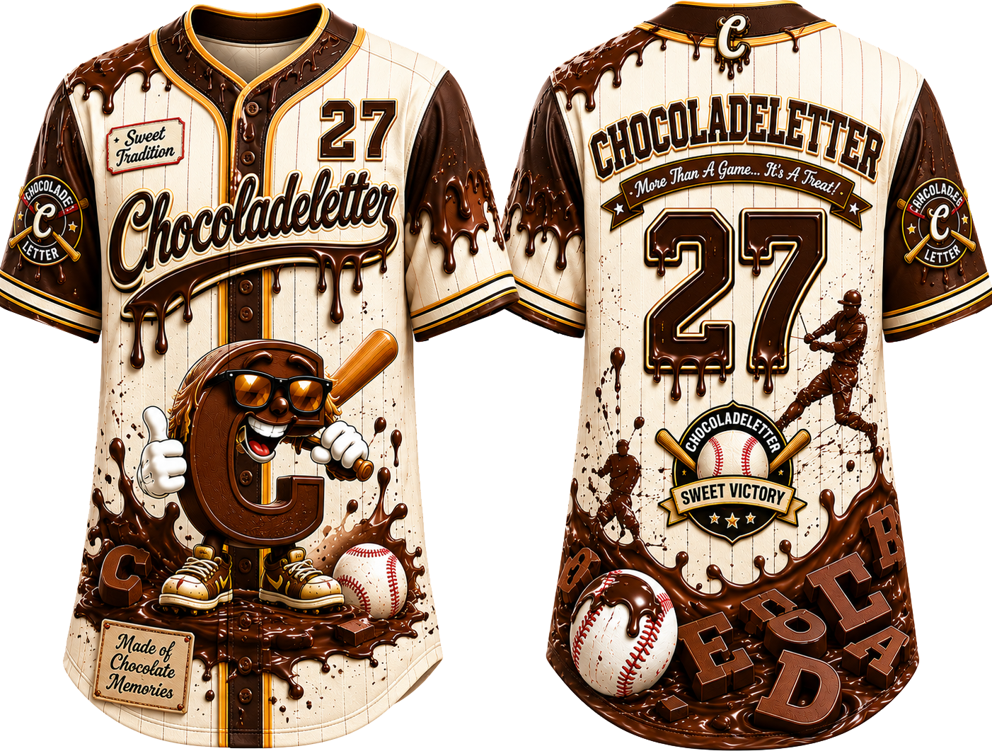 Party Jersey Mesh: Chocoladeletter