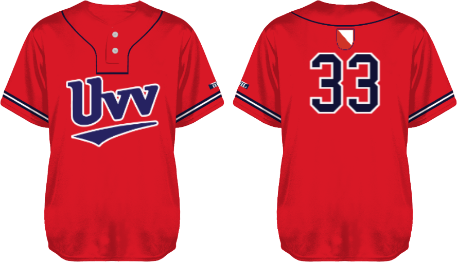 UVV Team Jersey, Red: 2 Buttons Flatback Mesh
